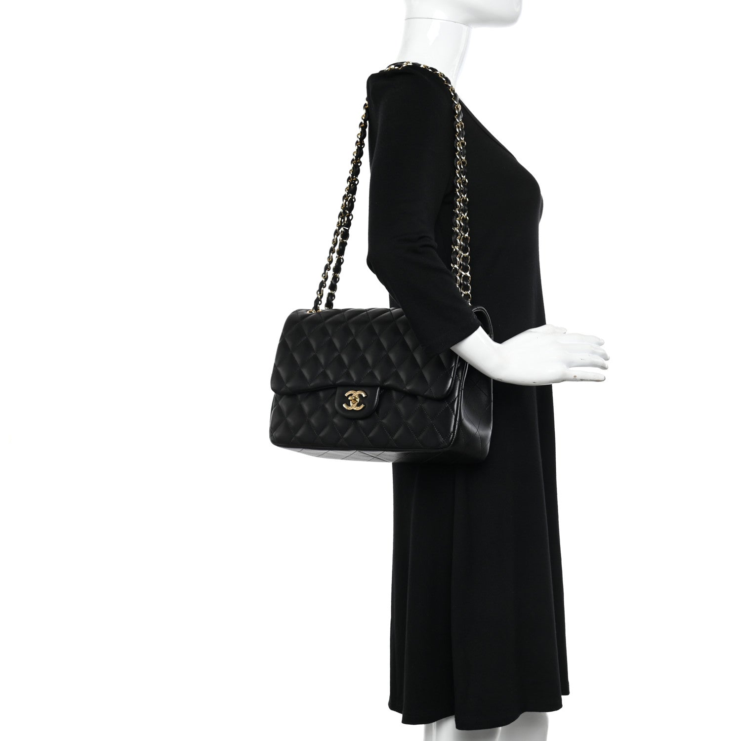 Chanel Lambskin Quilted Jumbo Double Flap Black 2 of 11