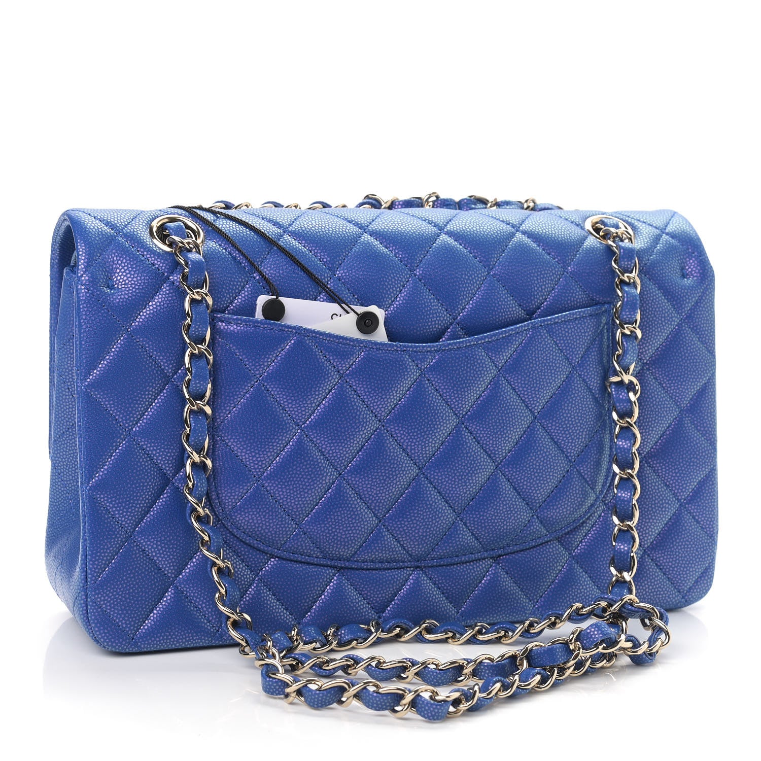 Chanel Iridescent Caviar Quilted Medium Double Flap Blue 3 of 9
