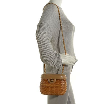 Chanel Lambskin Straw Basket Shoulder Bag Beige 2 of 9