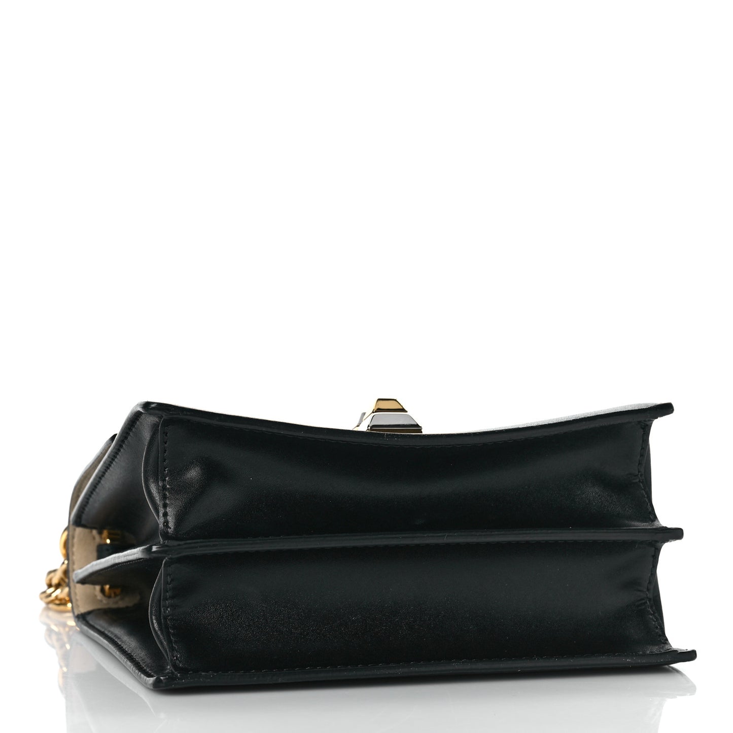 Vitello Liberty Metal Monster Eyes Small Kan I Shoulder Bag Black Gold