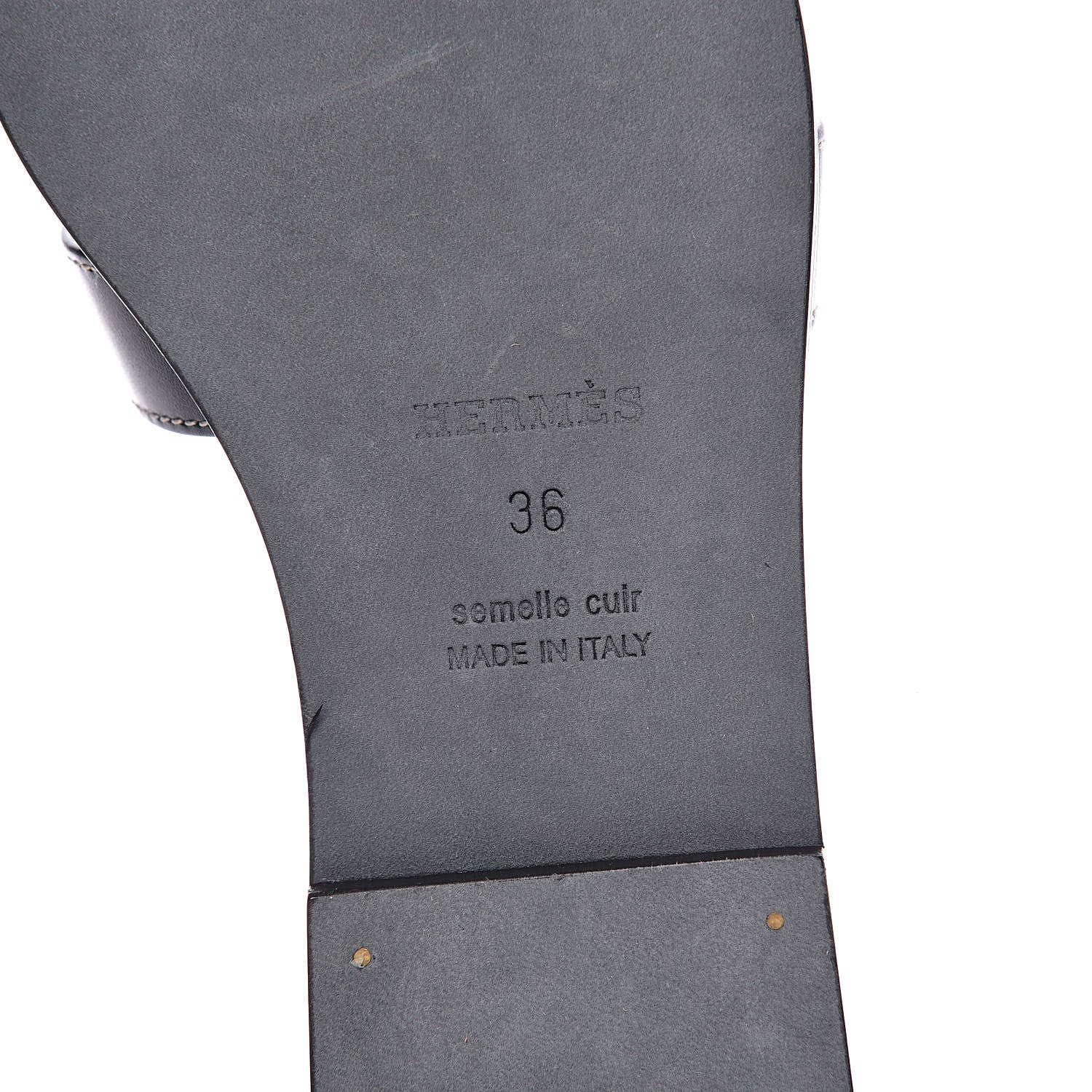 Hermes Box Calfskin Oran Sandals 36 Black 6 of 10