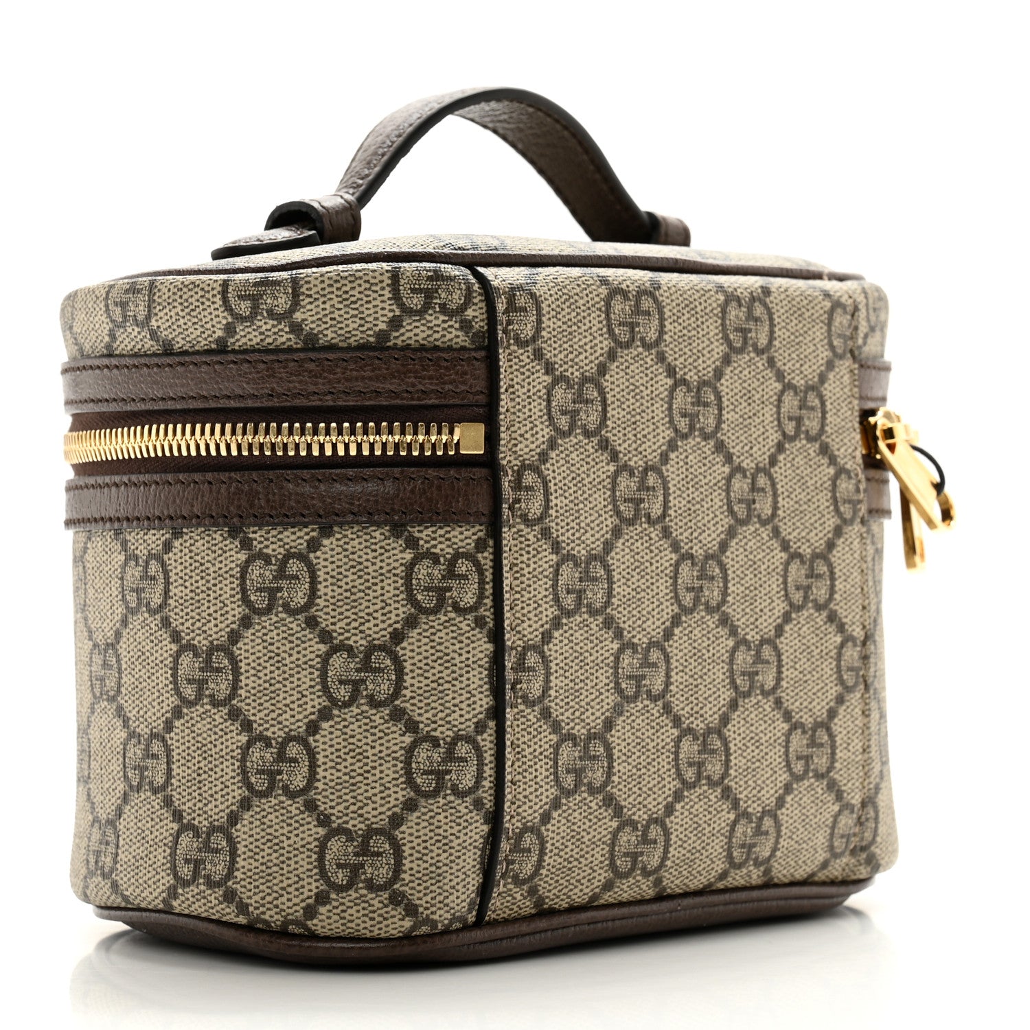 Gucci GG Supreme Monogram Textured Calfskin Web Ophidia Vanity Cosmetic Case Beige Ebony New Acero 3 of 8
