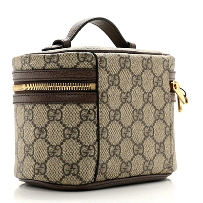 Gucci GG Supreme Monogram Textured Calfskin Web Ophidia Vanity Cosmetic Case Beige Ebony New Acero 3 of 8