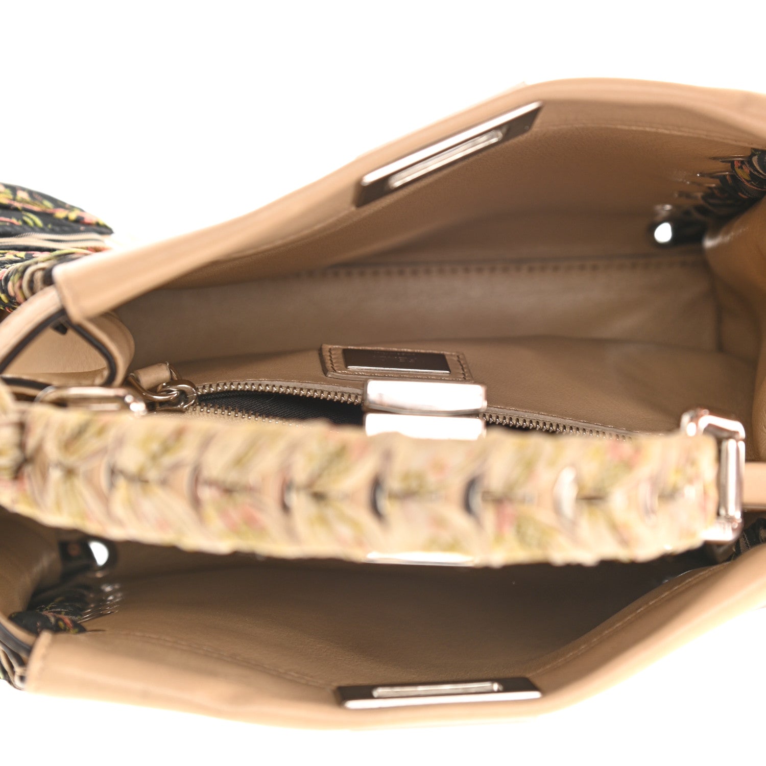 Fendi Nappa Ribbon Lace Up Mini Peekaboo Iconic Satchel Beige 6 of 10