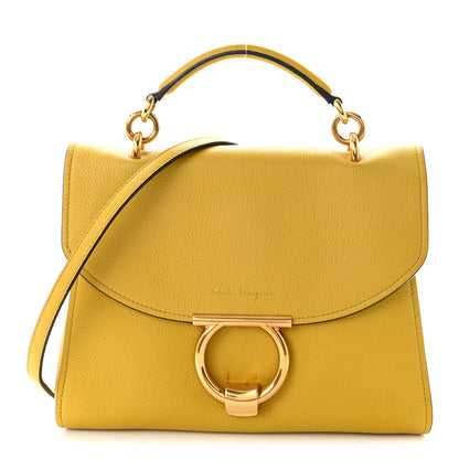Salvatore Ferragamo Calfskin Small Margot Top Handle Satchel Yellow 1 of 9