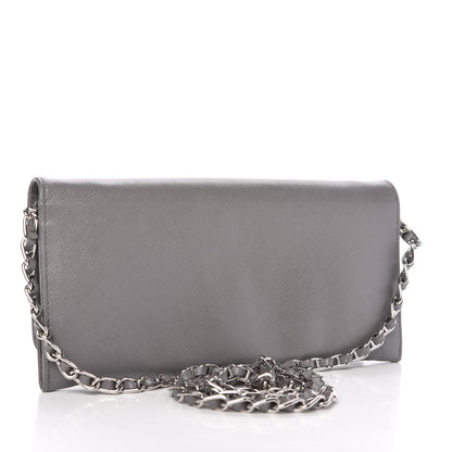 Prada Saffiano Metal Oro Chain Wallet Marmo 3 of 10