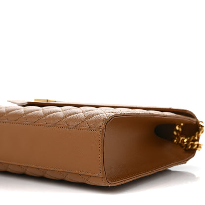 Saint Laurent Grain De Poudre Textured Mixed Matelasse Triquilt Large Monogram Satchel Naturel 8 of 8