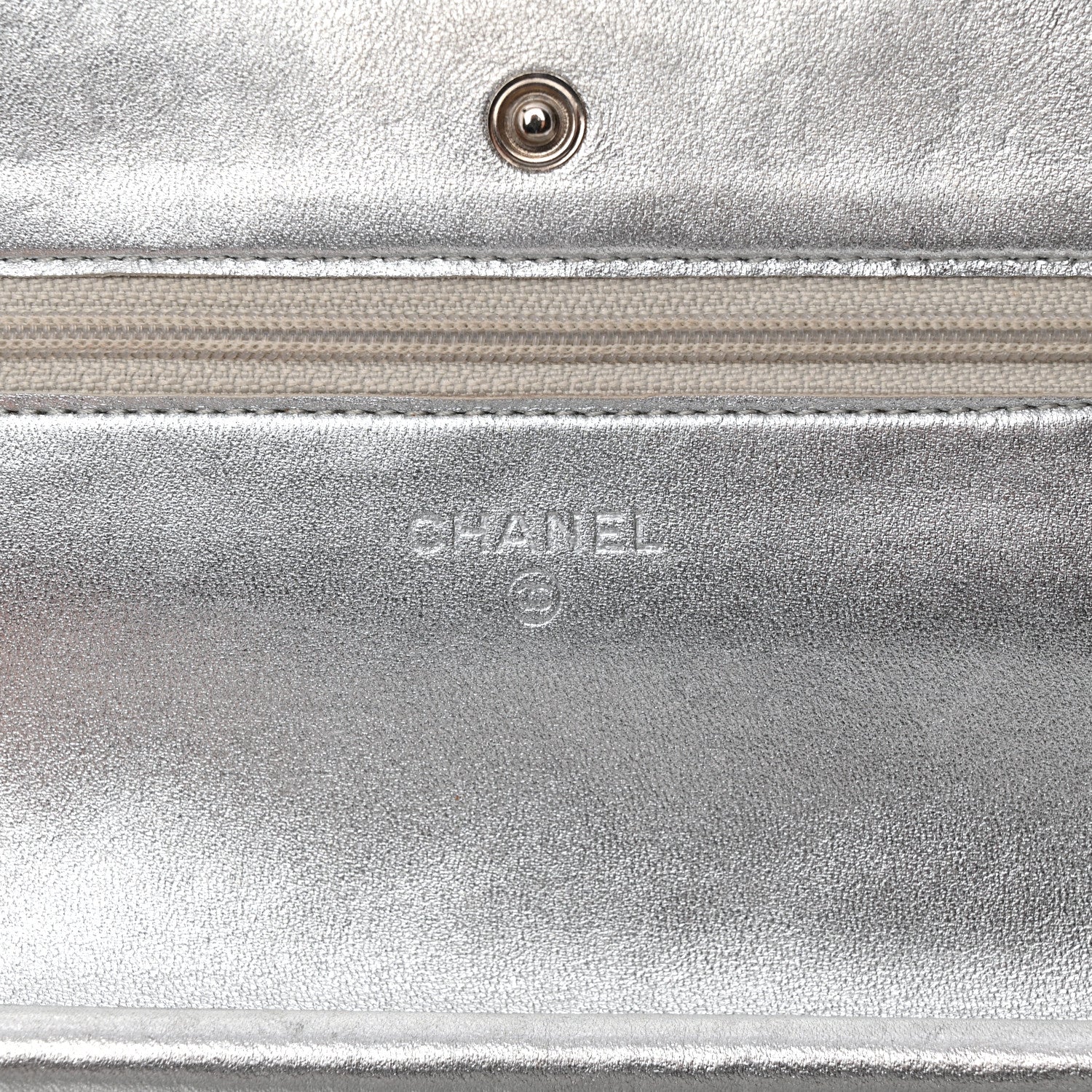 Chanel Metallic Lambskin Quilted Wallet On Chain WOC Silver Gold 6 of 14