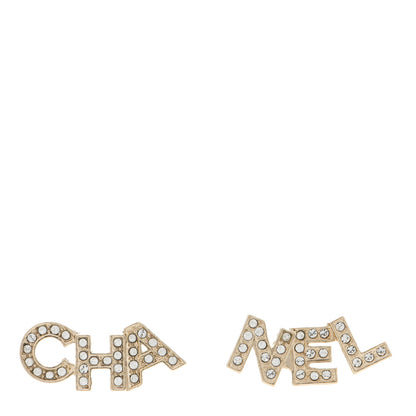 Chanel Crystal Pearl Signature Stud Earrings Gold 1 of 5