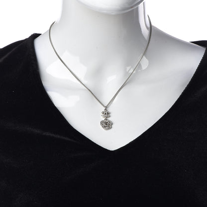 Chanel Crystal CC Camellia Necklace Silver 2 of 6
