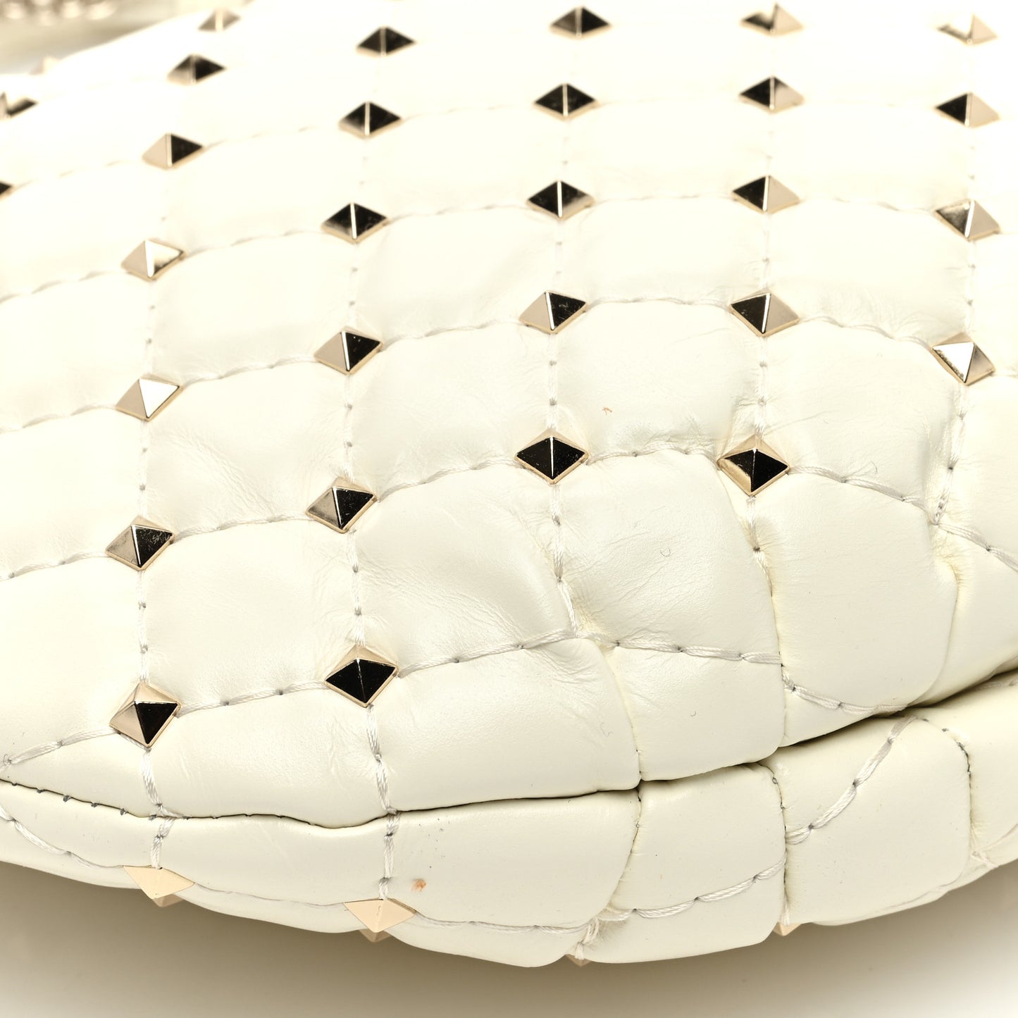 Nappa Small Rockstud Spike Hobo Ivory
