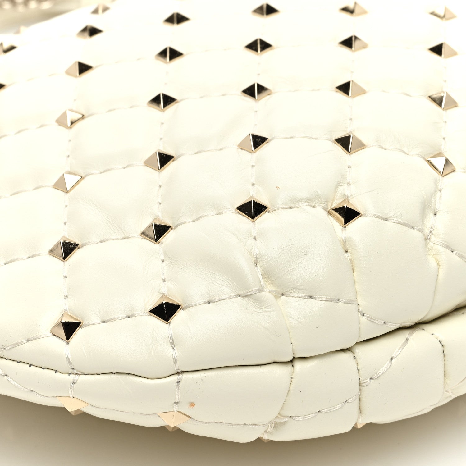 Valentino Garavani Nappa Small Rockstud Spike Hobo Ivory 8 of 10