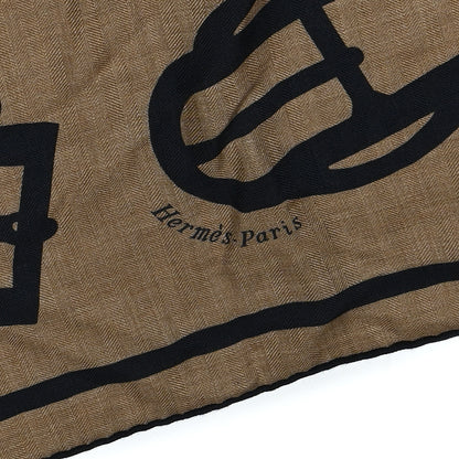 Hermes Cashmere Silk Bouclerie Moderne En Casaque Giant Triangle Scarf Caramel Caban 2 of 5