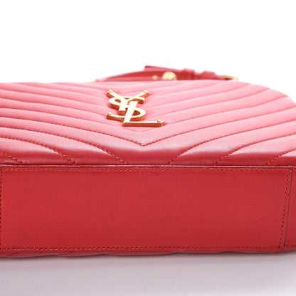 Saint Laurent Lambskin Matelasse Chevron Classic Monogram Shoulder Bag Red 8 of 11