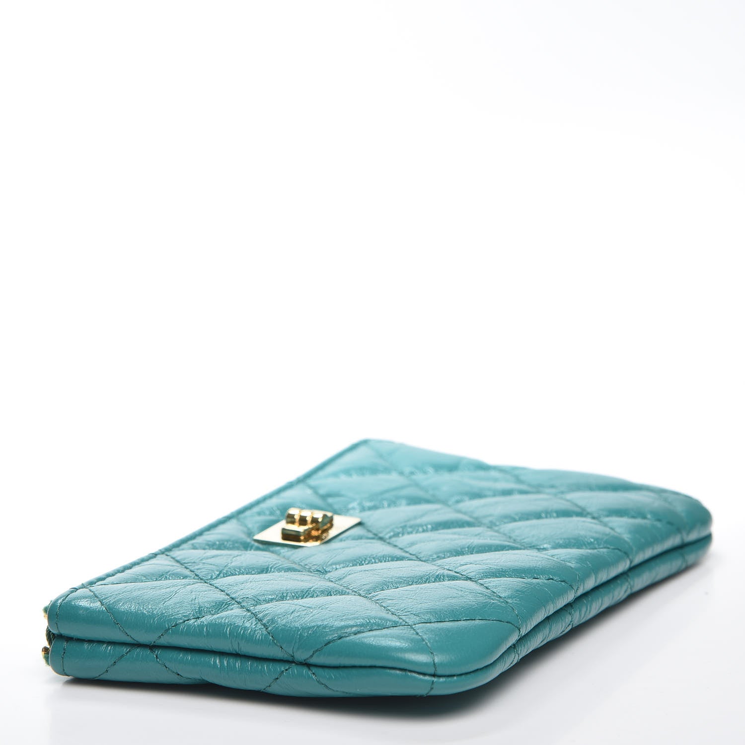 Chanel Aged Calfskin Quilted Small Reissue Cosmetic Case Green 3 of 6