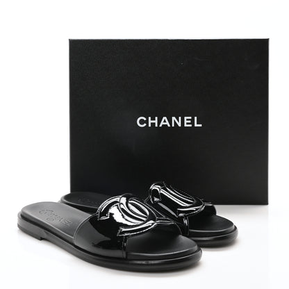 Chanel Mesh Patent Calfskin CC Mules 40.5 Black 9 of 9