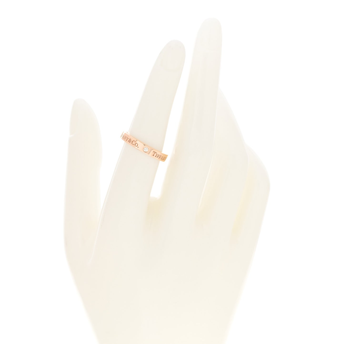 18K Rose Gold Diamond 3mm Logo Band Ring 51 5.75