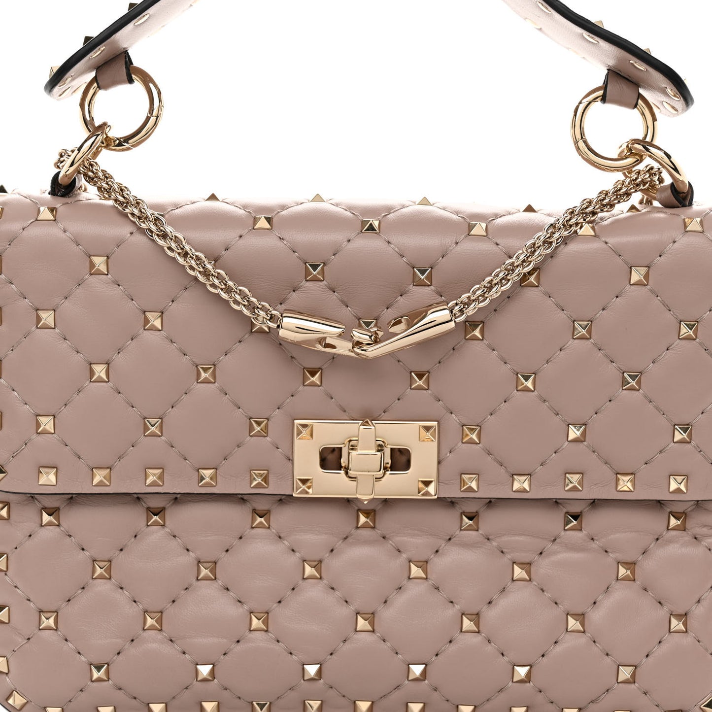 Lambskin Medium Rockstud Spike Shoulder Bag Poudre