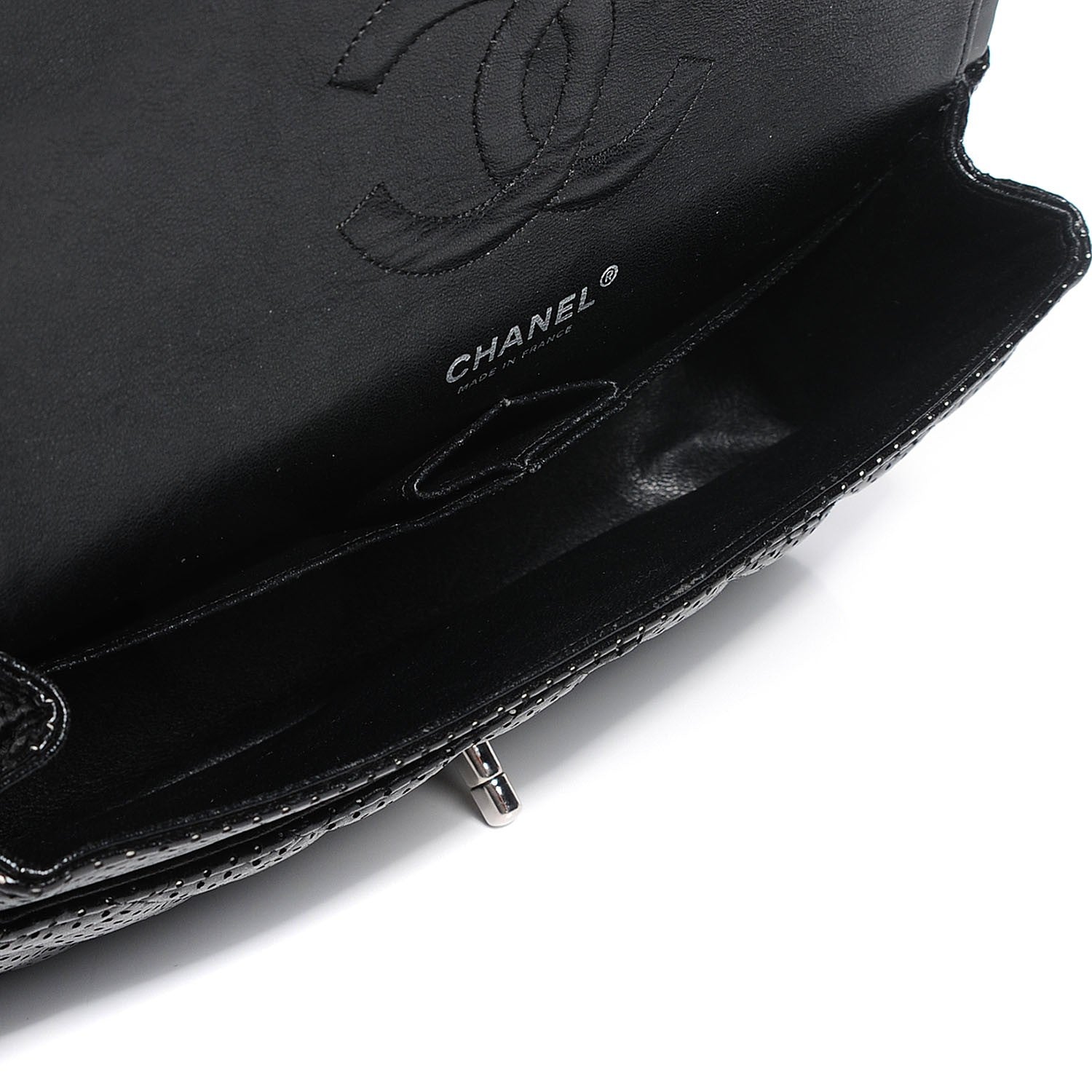 Chanel Lambskin Perforated Medium Double Flap Black 9 of 9