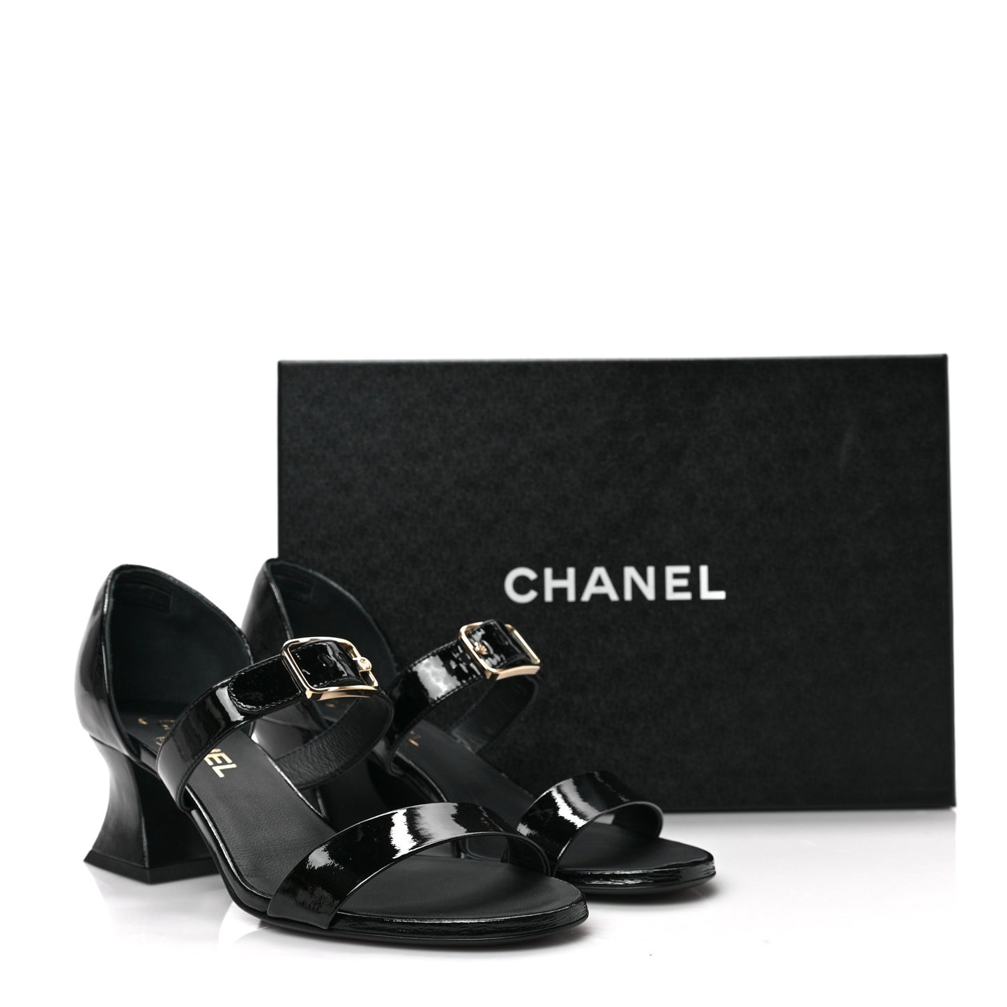 Patent Goatskin Sandals 38.5 Black