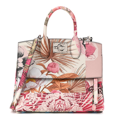 Salvatore Ferragamo Calfskin Floral Print The Studio Bag White Multicolor 1 of 9