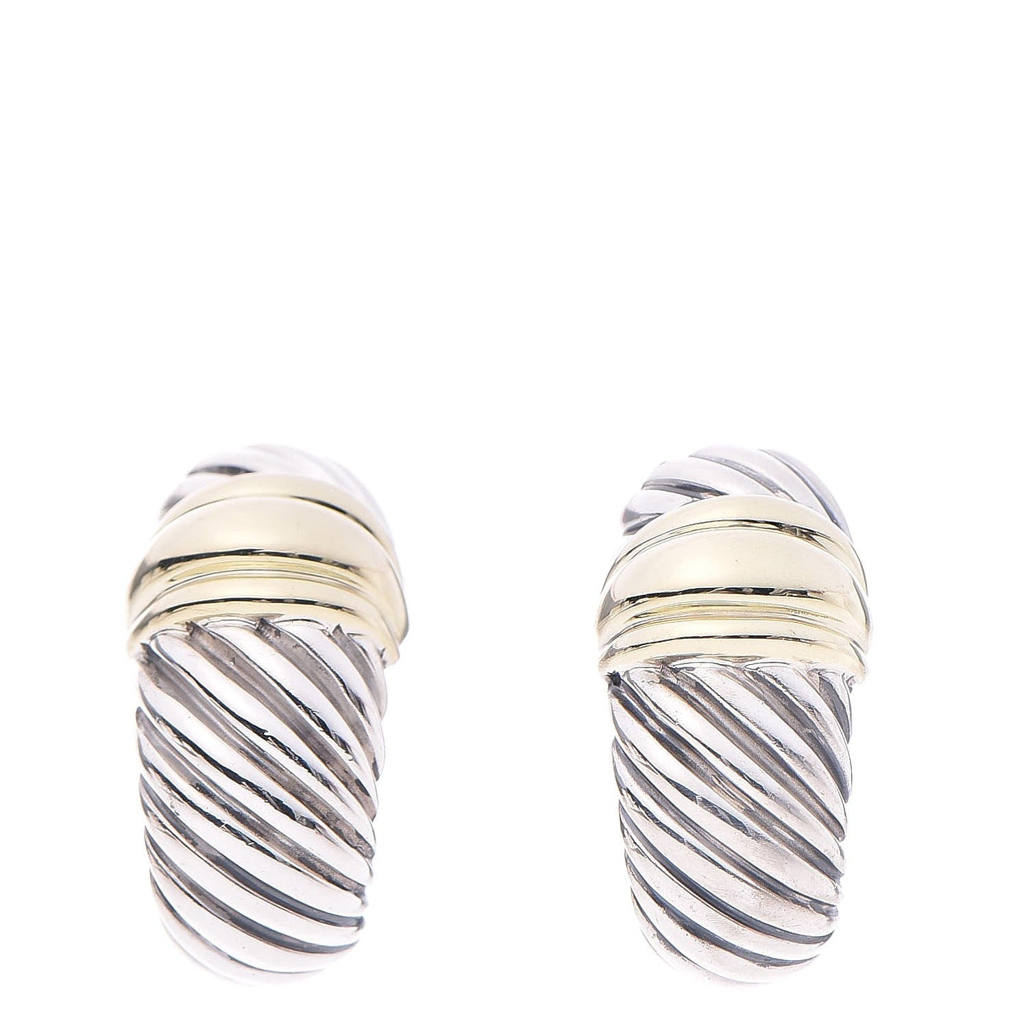 David Yurman Sterling Silver 14K Gold Thoroughbred Shrimp Earrings 1 of 4