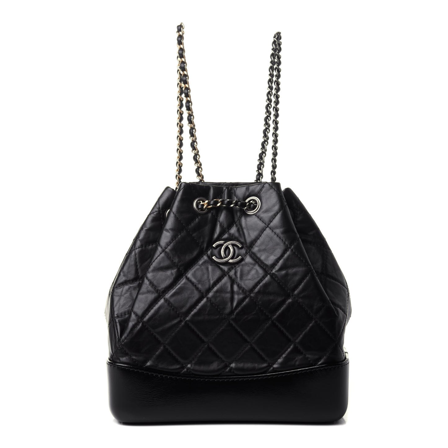 Aged Calfskin Quilted Small Gabrielle Backpack Black