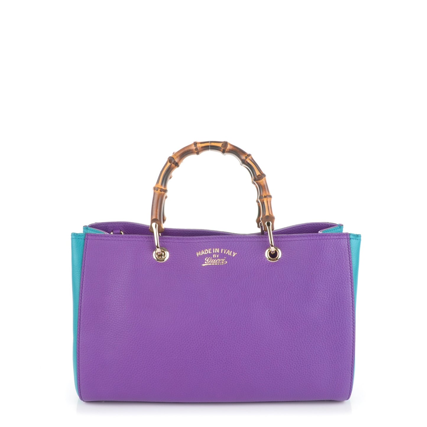 Pebbled Calfskin Medium Bamboo Shopper Tote Violet Parma