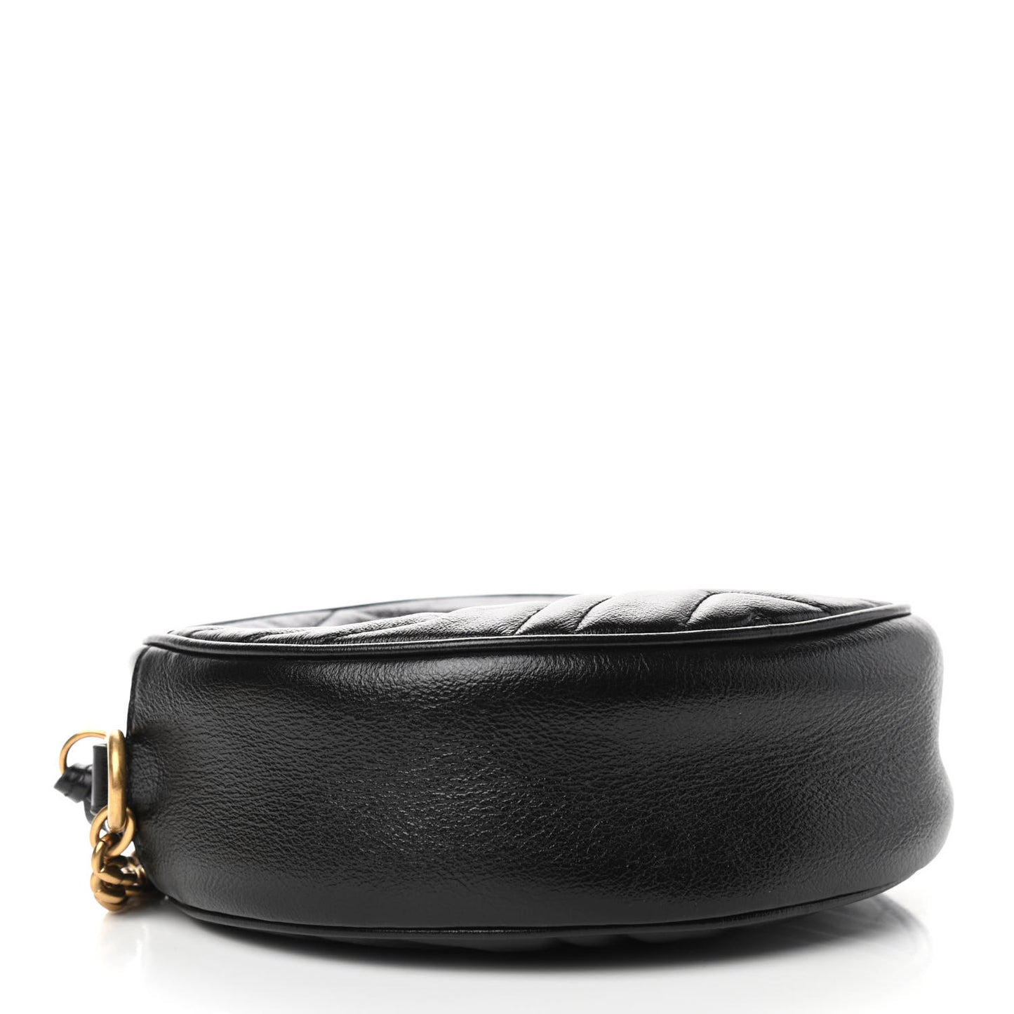 Azalea Calfskin Matelasse Heart Mini GG Marmont Round Shoulder Bag Black