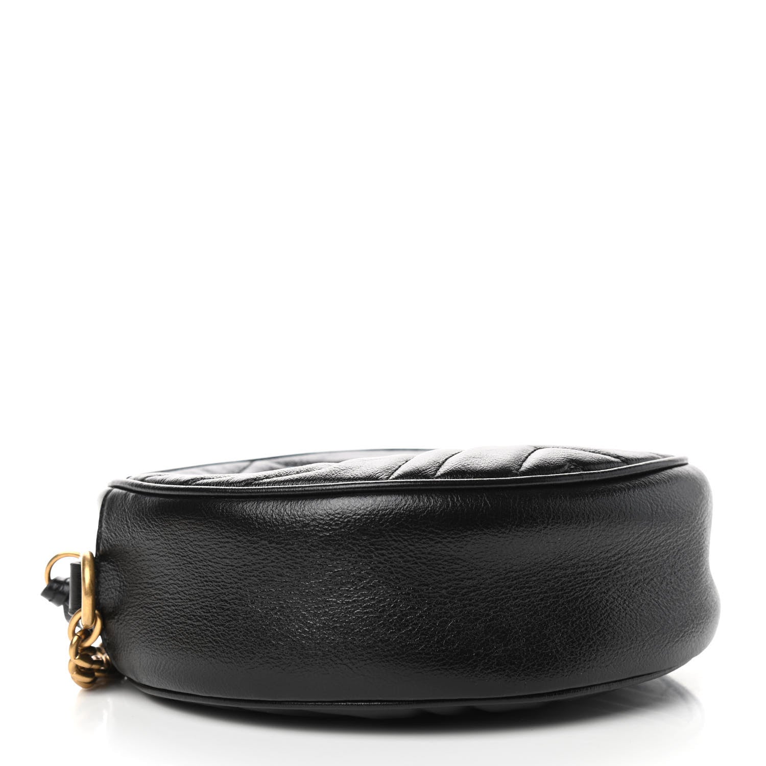 Gucci Azalea Calfskin Matelasse Heart Mini GG Marmont Round Shoulder Bag Black 4 of 9
