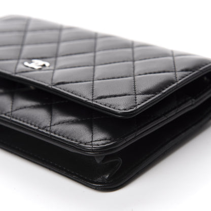 Chanel Lambskin Quilted Wallet On Chain WOC Black 7 of 12