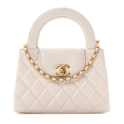 Chanel Shiny Aged Calfskin Quilted Nano Kelly Shopper White 1 of 10