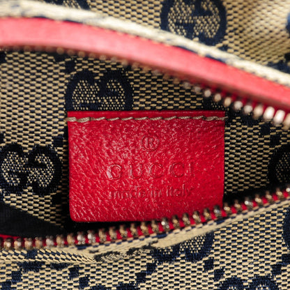 Gucci GG Monogram Web Double Pocket Belt Bag Navy Red 6 of 7