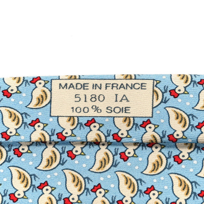 Hermes Printed Silk Mens Neck Tie Bleu 4 of 5