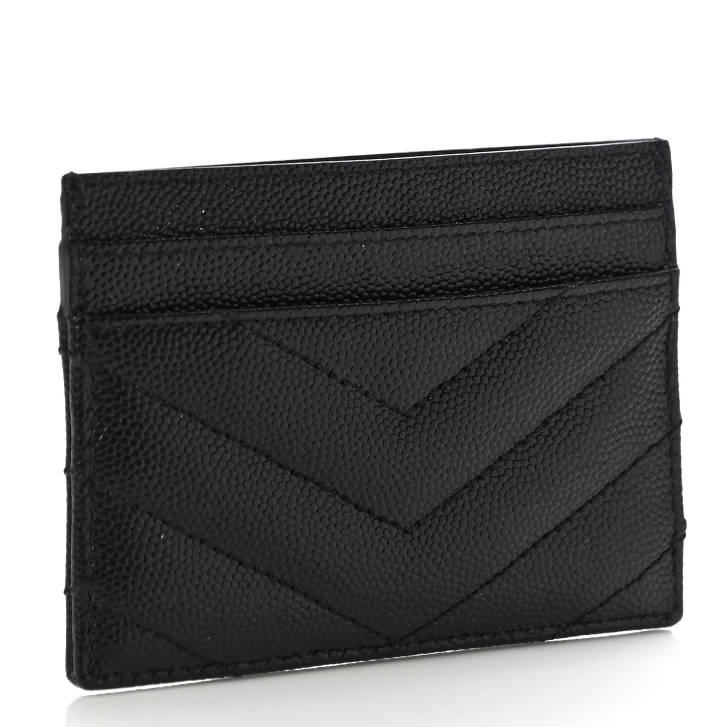 Grain De Poudre Matelasse Chevron Monogram Credit Card Case Black