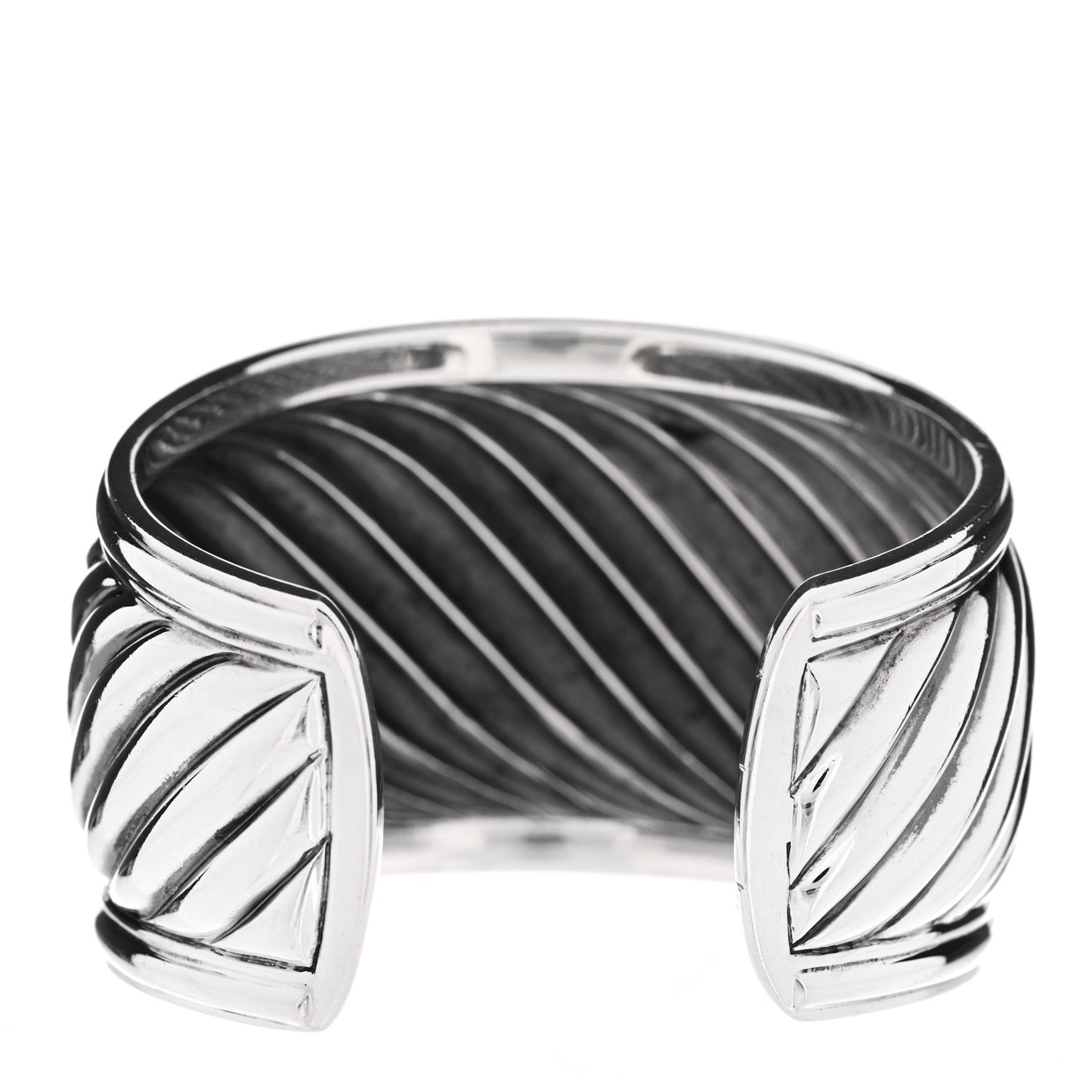 Sterling Silver Diamond 41mm Sculpted Cable Cuff Bracelet