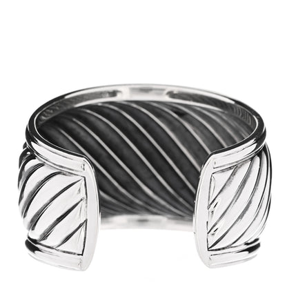 David Yurman Sterling Silver Diamond 41mm Sculpted Cable Cuff Bracelet 2 of 3