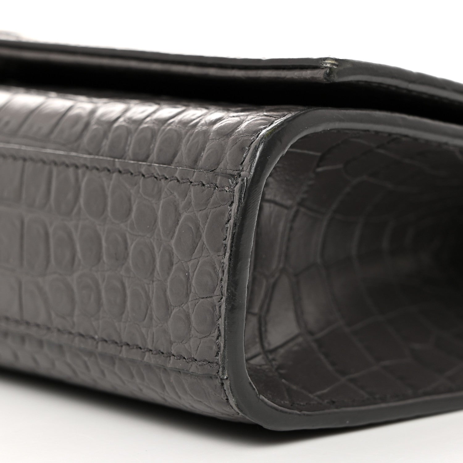 Saint Laurent Calfskin Crocodile Embossed Medium Classic Monogram Kate Tassel Satchel Storm 10 of 10