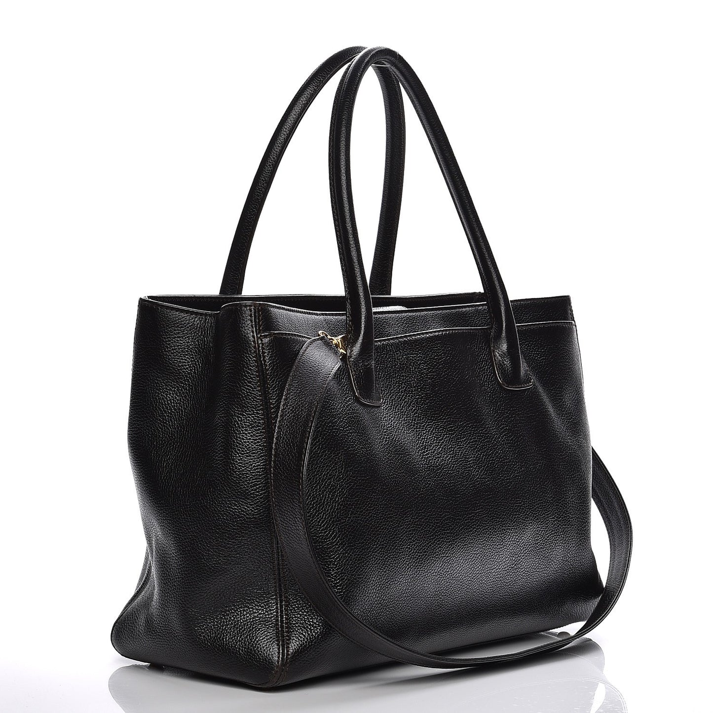 Calfskin Cerf Executive Shopper Tote Dark Brown