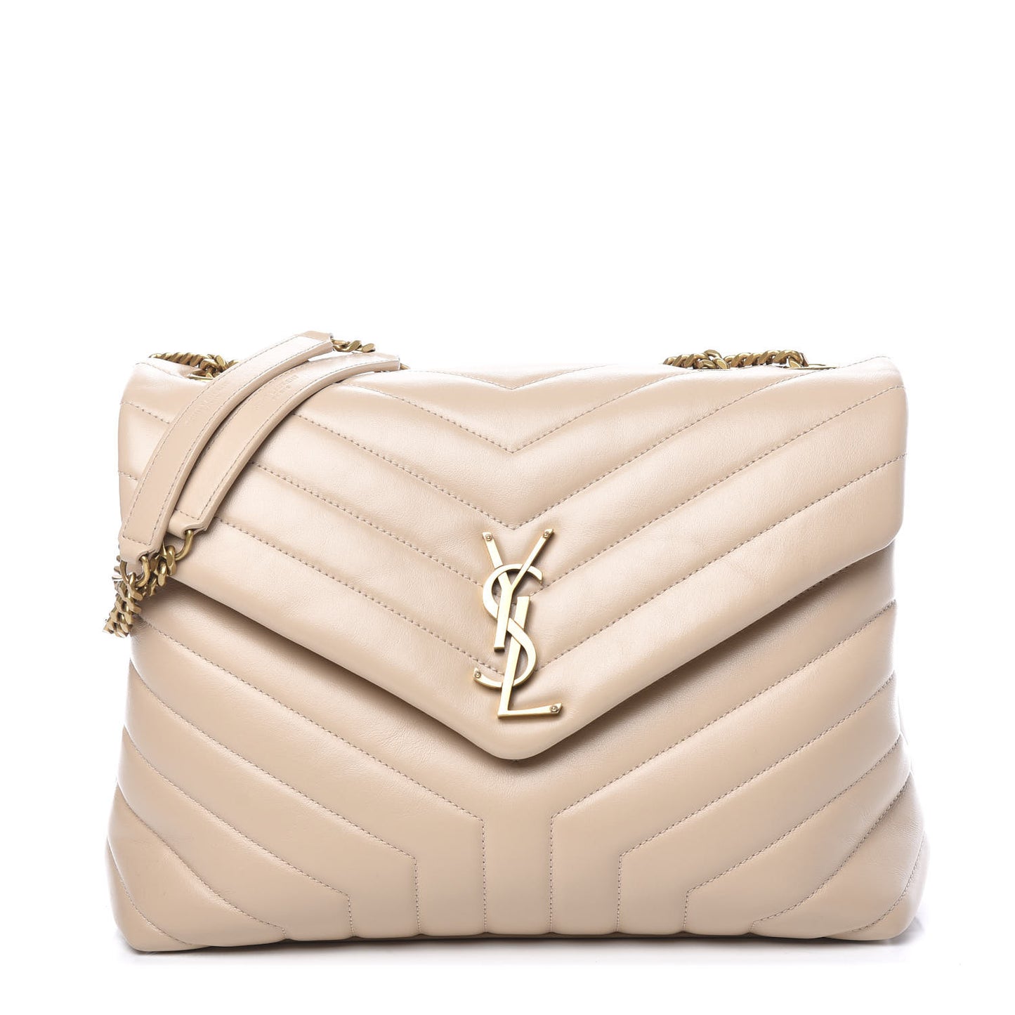 Calfskin Y Quilted Monogram Medium Loulou Chain Satchel Nude Powder