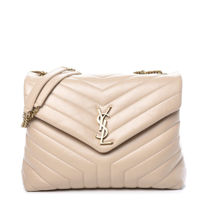 Saint Laurent Calfskin Y Quilted Monogram Medium Loulou Chain Satchel Nude Powder 1 of 9