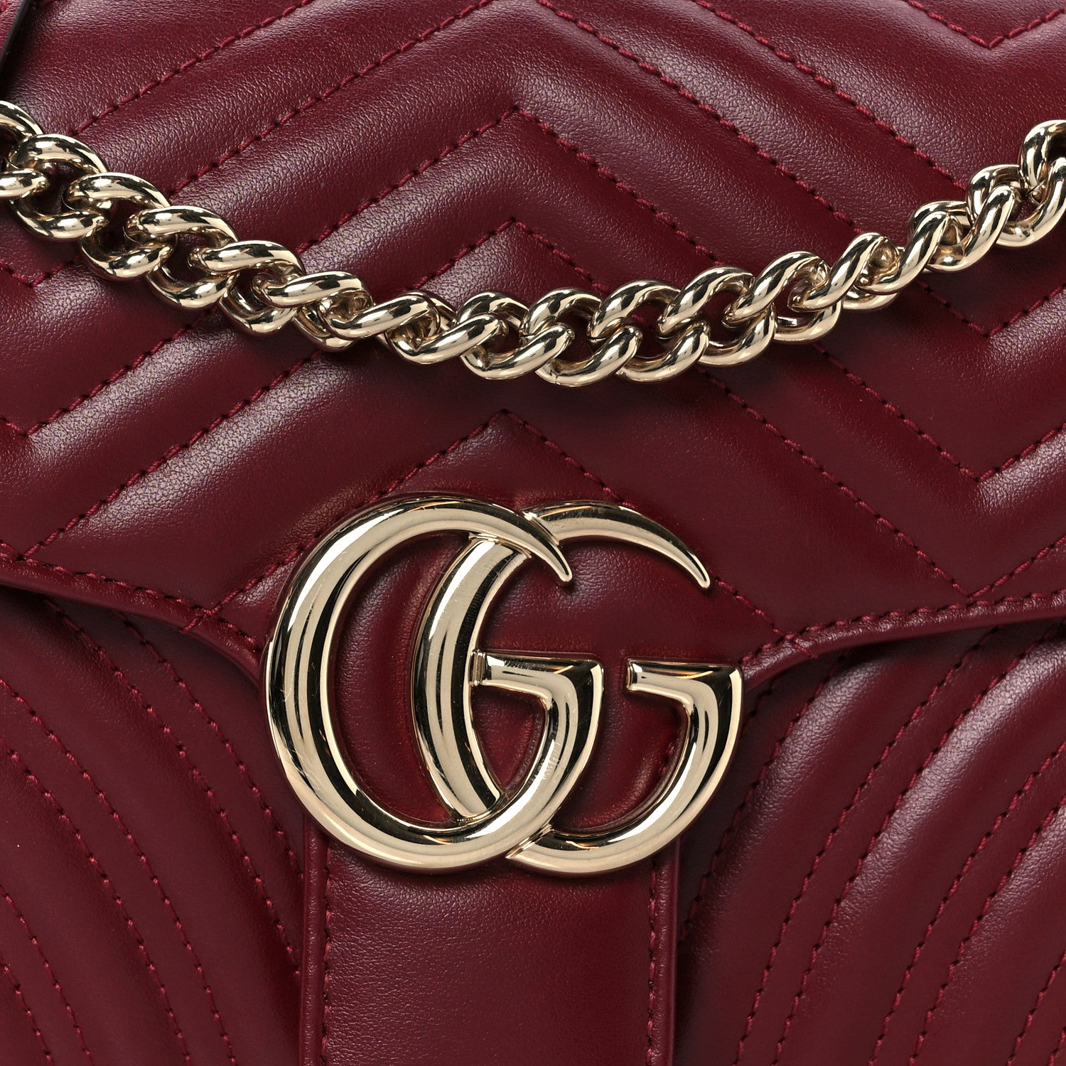 Gucci Calfskin Matelasse Small GG Marmont Shoulder Bag Rosso Ancora Red 9 of 11