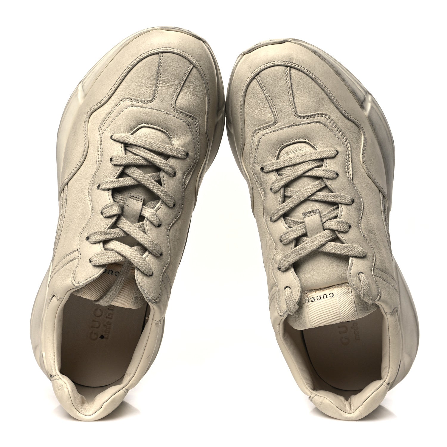 Gucci Soft Calfskin Mens Rhyton Sneakers 9 Ivory 5 of 10