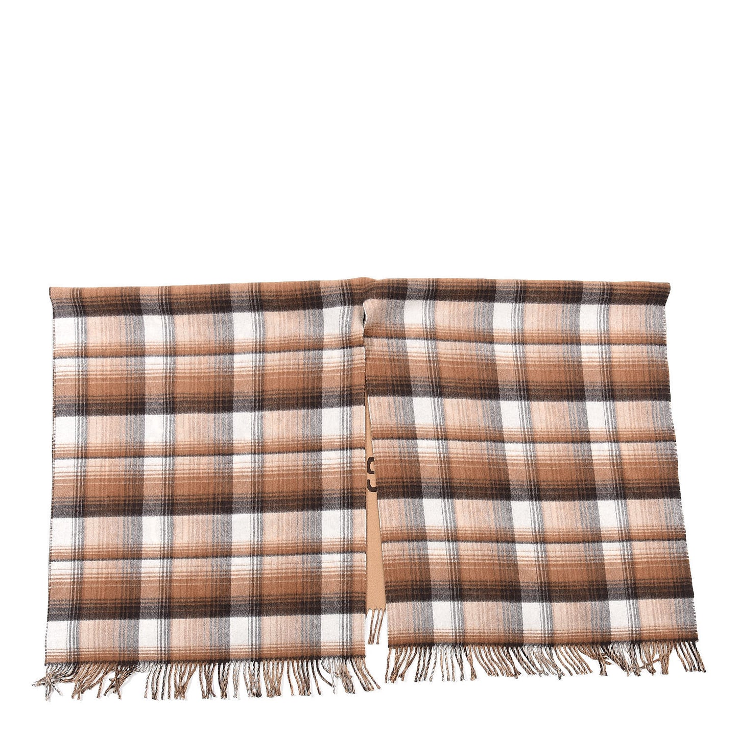 Wool Alpaca Big GG Rock Monogram Shawl Scarf Brown