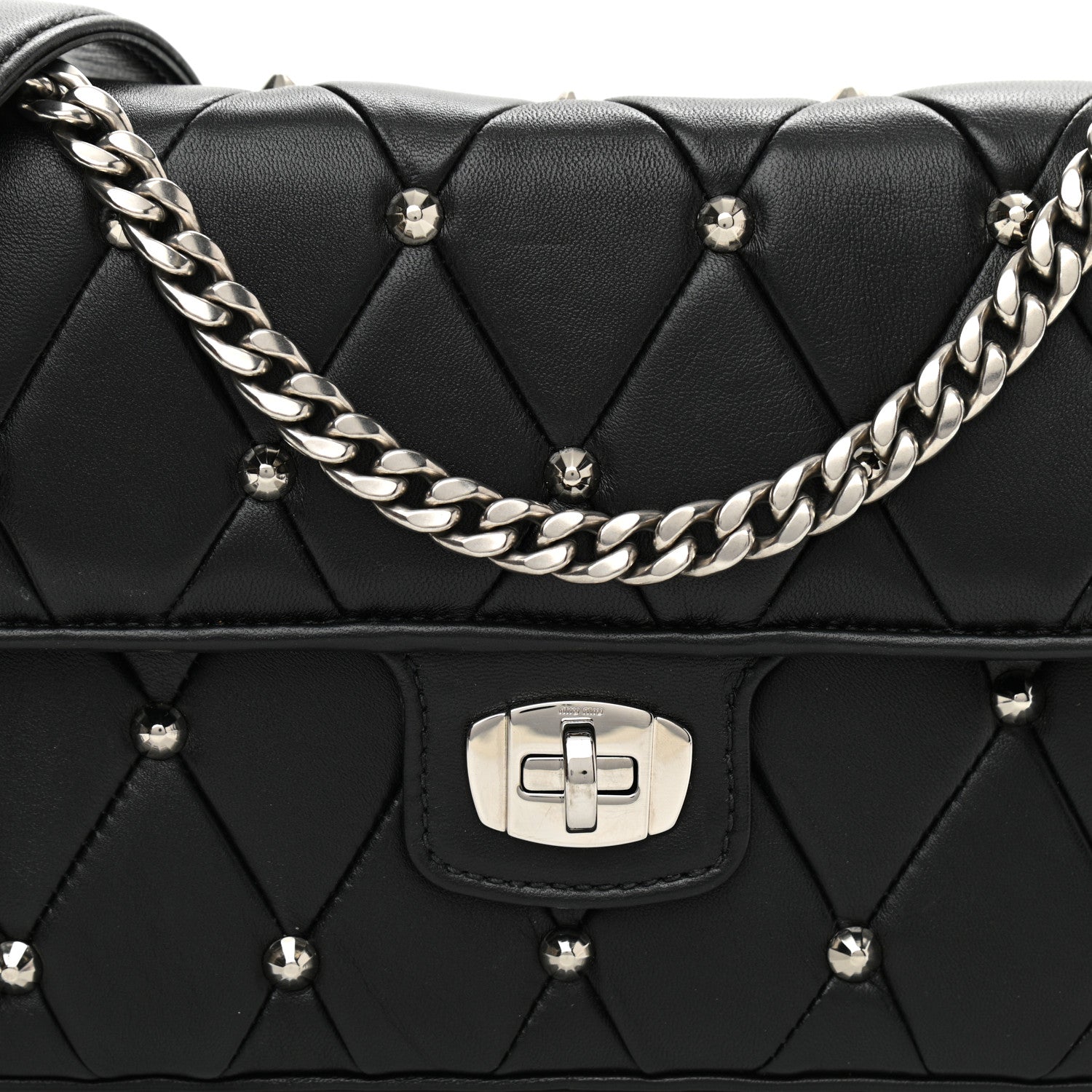 Miu Miu Pattina Nappa Crystal Studded Flap Bag Black 7 of 8