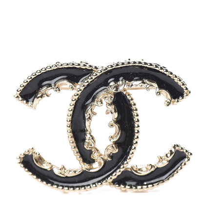 Chanel Enamel CC Baroque Brooch Black Gold 1 of 5