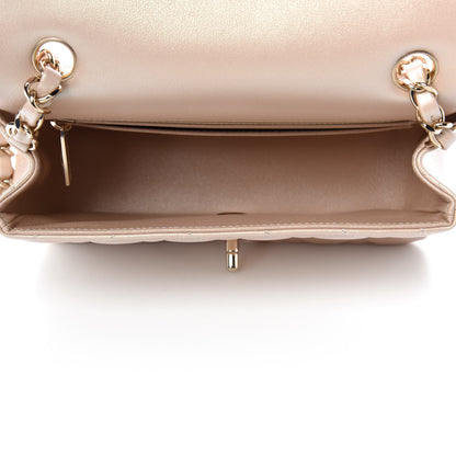 Chanel Iridescent Calfskin Quilted Mini Rectangular Flap Beige 5 of 11