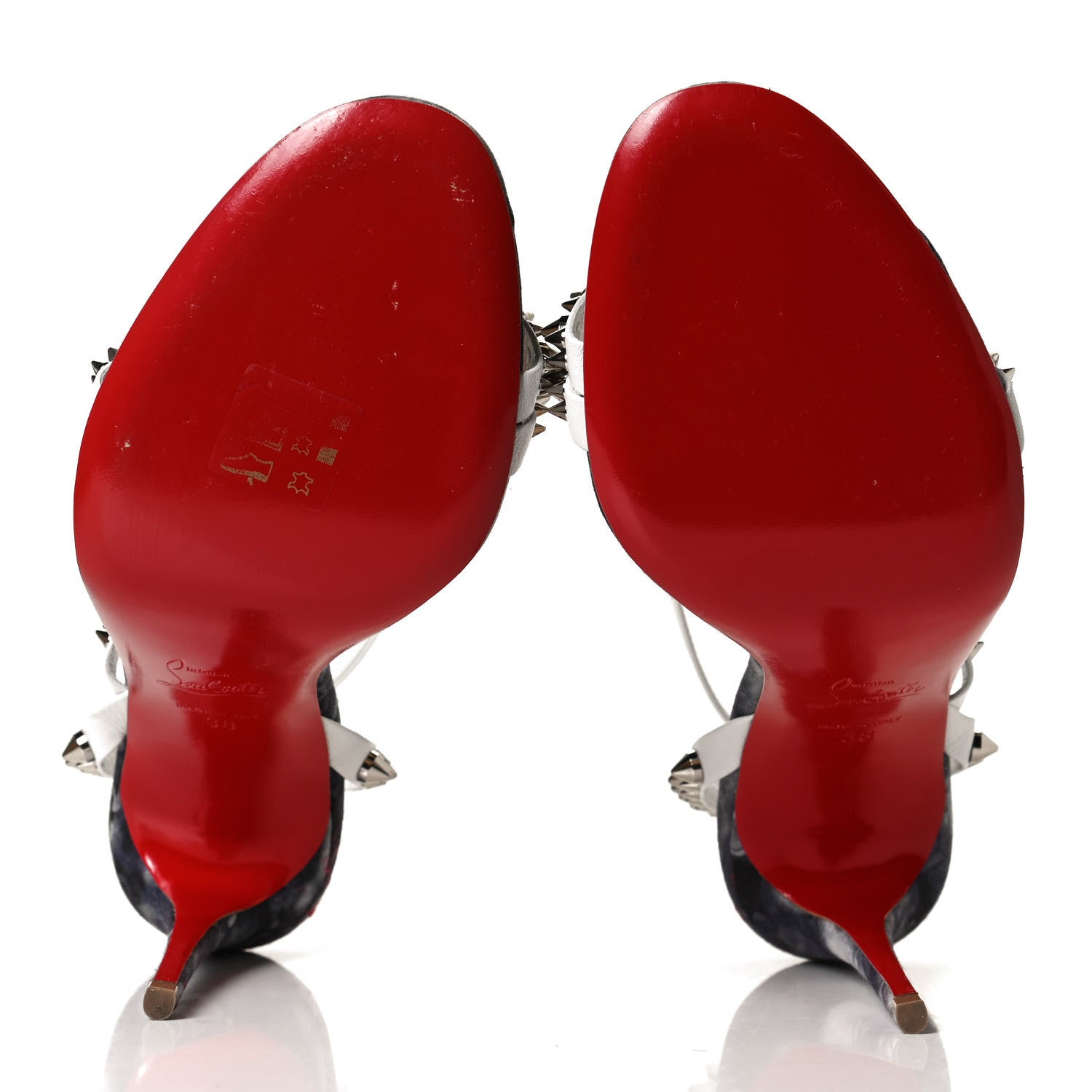 Christian Louboutin Nappa Spike Mafaldina 100 Sandals 38 Version Multi Denim 7 of 13
