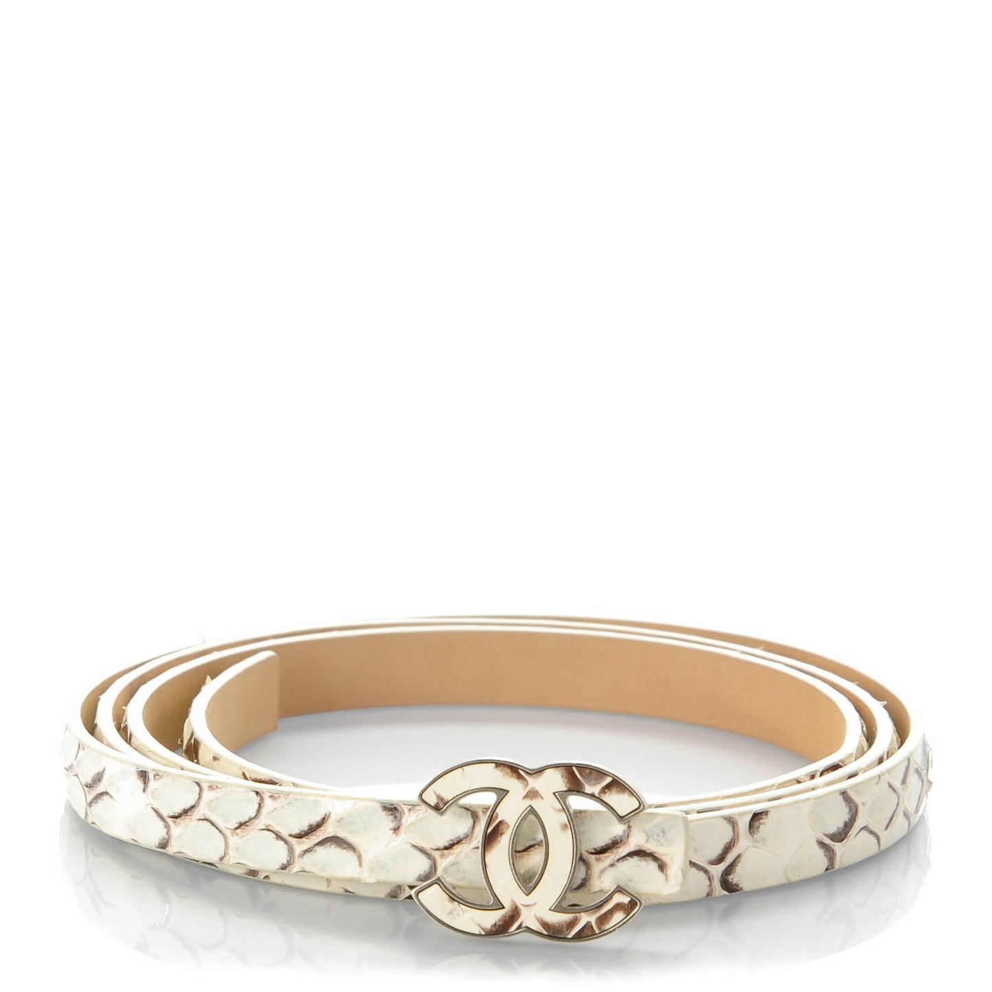 Python CC Logo Skinny Belt 90 36 White