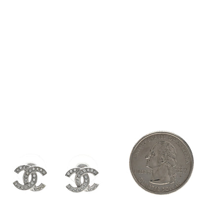 Chanel Crystal Timeless CC Earrings Silver 2 of 5